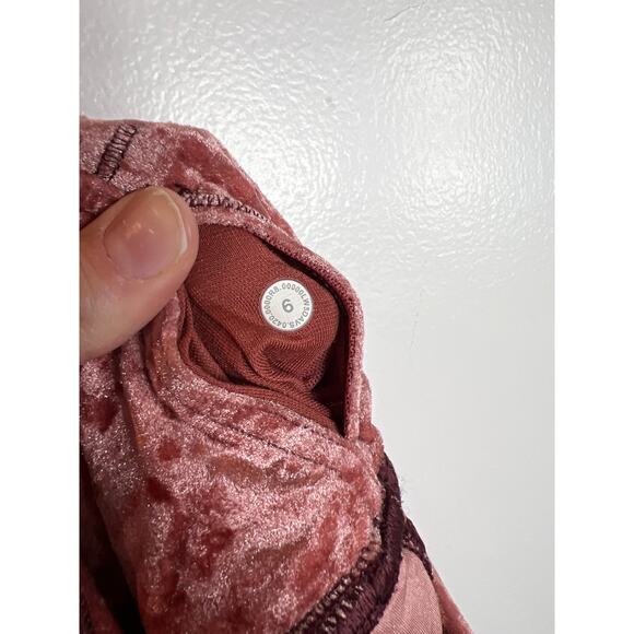 Lululemon Wunder Lounge Pink Crushed Velvet Leggings High Waist Womens 6 / Small - Picture 5 of 6